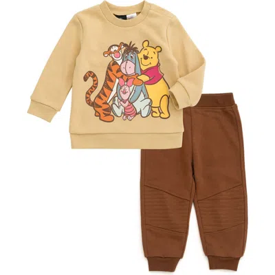 Disney Kids'  Winnie The Pooh Fleece 2-piece Sweatshirt And Pants Set In Brown