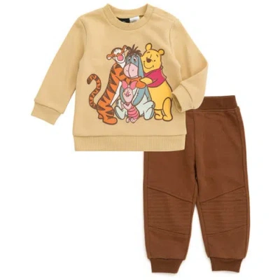 Disney Babies'  Winnie The Pooh Fleece Sweatshirt And Pants Set In Brown