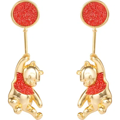 Disney Winnie The Pooh Gold Plated Balloon Swinging Earrings