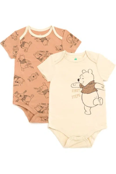 Disney Babies'  Winnie The Pooh One Piece Bodysuit Set In Brown