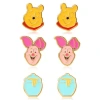 Disney Winnie The Pooh Stud Earring Set, Flash Plated, 3 Pairs In Gold