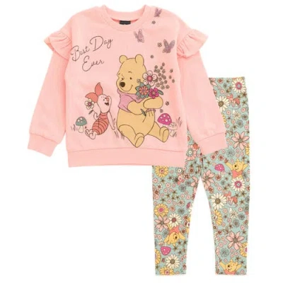 Disney Babies'  Winnie The Pooh Sweatshirt & Leggings Set In Pink