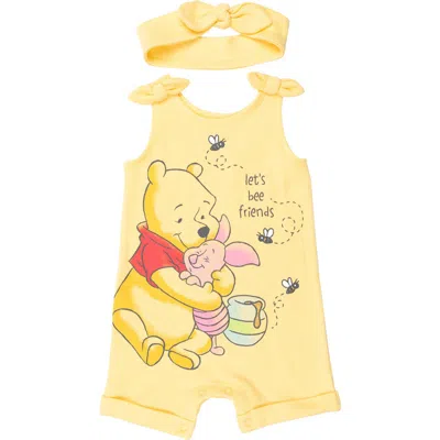 Disney Babies'  Winnie The Pooh Toddler Girls' 2-piece Sleeveless Romper And Headband Set