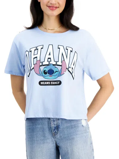 Disney Womens Graphic Slogan Pullover Top In Blue