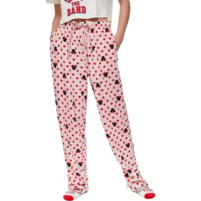 Disney Womens Printed Polyester Straight Leg Pants In Pink