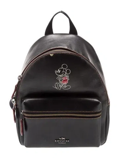 Pre-owned Disney X Coach Leather Backpack In Black