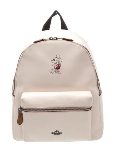 Pre-owned Disney X Coach Leather Backpack In Neutral