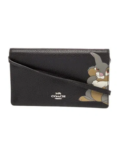 Pre-owned Disney X Coach Leather Crossbody Bag In Black