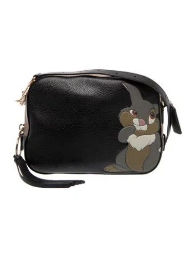 Pre-owned Disney X Coach Leather Crossbody Bag In Black