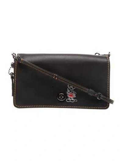 Pre-owned Disney X Coach Leather Crossbody Bag In Black