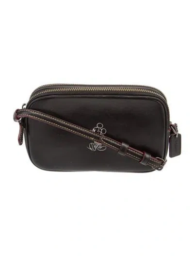 Pre-owned Disney X Coach Leather Crossbody Bag In Black