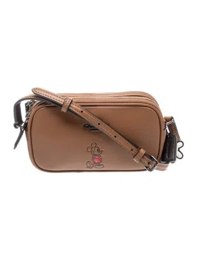 Pre-owned Disney X Coach Leather Crossbody Bag In Brown