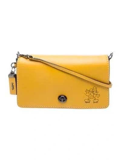 Pre-owned Disney X Coach Leather Crossbody Bag In Yellow