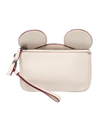 Pre-owned Disney X Coach Leather Minaudière In Neutral