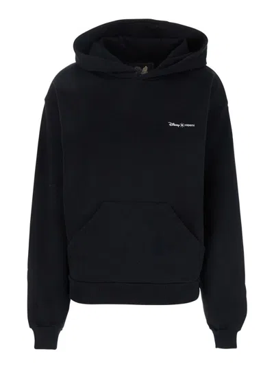 DISNEY X COPERNI BLACK SWEATSHIRT WITH LOGO LETTERING AND FRONT KANGAROO POCKET IN COTTON WOMAN