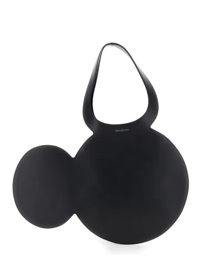Disney X Coperni 'mickey' Black Handbag With Cut-out Handle And Logo Lettering On The Front