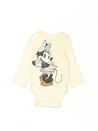 Pre-owned Disney X Jumping Beans Babies' Long Sleeve Onesie In Ivory