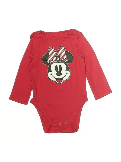 Pre-owned Disney X Jumping Beans Babies' Long Sleeve Onesie In Red