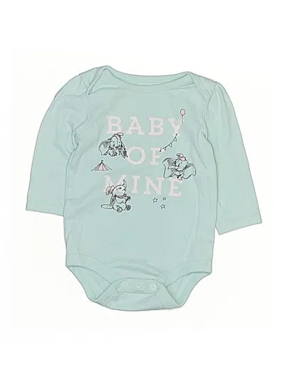 Pre-owned Disney X Jumping Beans Babies' Long Sleeve Onesie In Teal