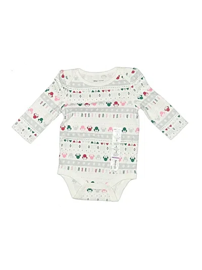 Pre-owned Disney X Jumping Beans Babies' Long Sleeve Onesie In White