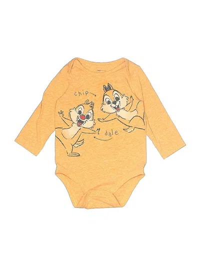 Pre-owned Disney X Jumping Beans Babies' Long Sleeve Onesie In Yellow