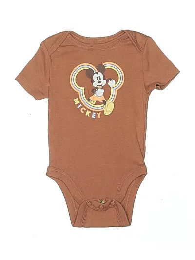 Pre-owned Disney X Jumping Beans Babies' Short Sleeve Onesie In Brown