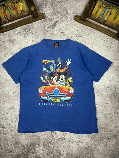 Pre-owned Disney X Mickey Mouse Mickey Mous Unlimited T-shirt Vintage 90's Orlando Florida In Blue