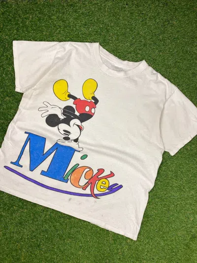 Pre-owned Disney X Mickey Mouse Vintage Mickey's Workout Wear 90's Graphic Logo Tee In White