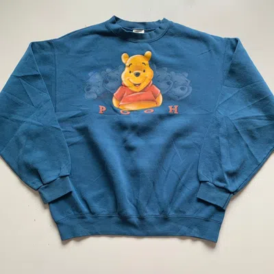 Pre-owned Disney X Vintage 90's Winnie The Pooh Cartoon Graphic Crewneck Movie In Blue