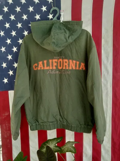 Pre-owned Disney X Vintage Disneyland California Adventure Jackethoodie In Faded Olive