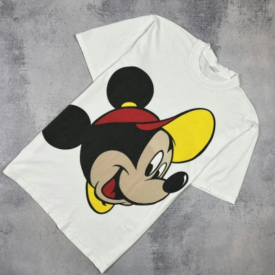 Pre-owned Disney X Vintage Mickey Mouse Disney Big Logo Tee 90's In White