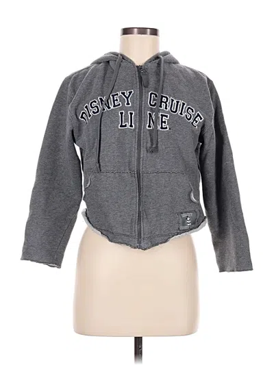 Pre-owned Disney Zip Up Hoodie In Gray