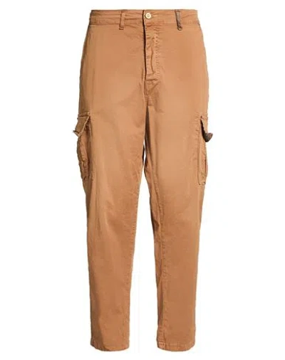 Displaj Man Pants Camel Size 36 Cotton, Elastane In Brown