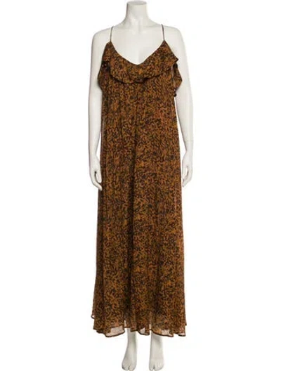 Pre-owned Dissh Animal Print Long Dress In Brown