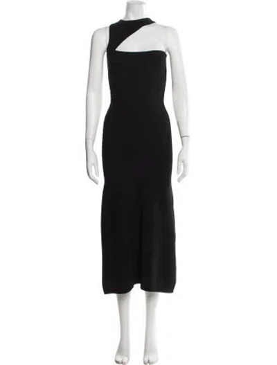Pre-owned Dissh Asymmetrical Midi Length Dress In Black