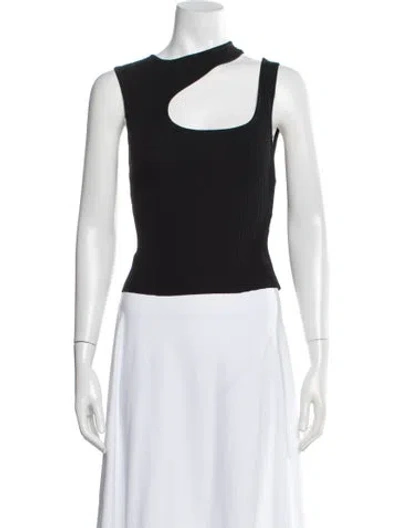 Pre-owned Dissh Asymmetrical Sleeveless Crop Top In Black