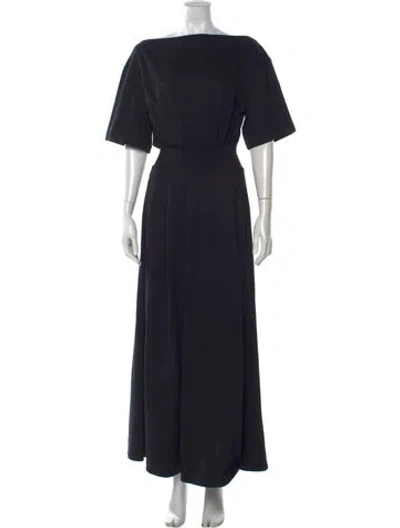 Pre-owned Dissh Bateau Neckline Long Dress In Black