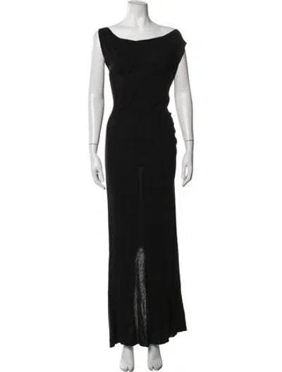 Pre-owned Dissh Bateau Neckline Long Dress In Black