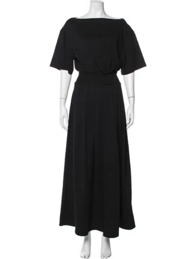 Pre-owned Dissh Bateau Neckline Long Dress In Black