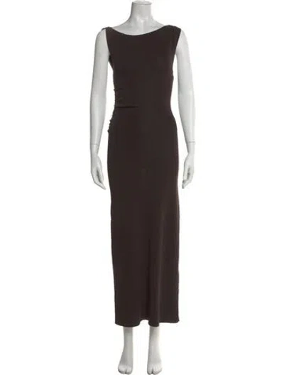 Pre-owned Dissh Bateau Neckline Long Dress In Brown