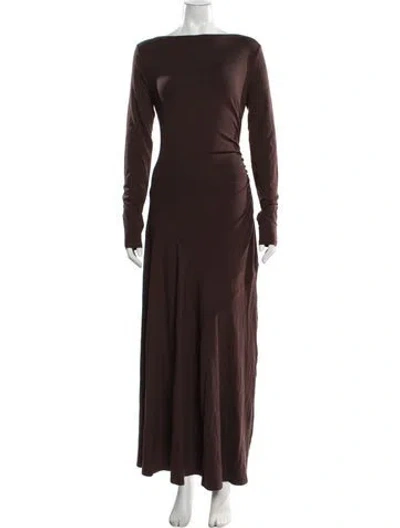 Pre-owned Dissh Bateau Neckline Long Dress In Brown