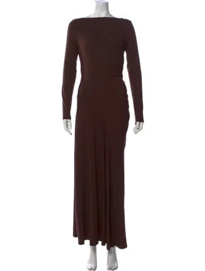 Pre-owned Dissh Bateau Neckline Long Dress In Brown