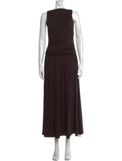 Pre-owned Dissh Bateau Neckline Long Dress In Brown