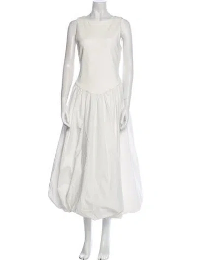 Pre-owned Dissh Bateau Neckline Long Dress In White