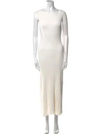 Pre-owned Dissh Bateau Neckline Long Dress In White