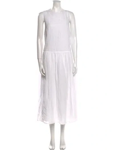 Pre-owned Dissh Bateau Neckline Long Dress In White
