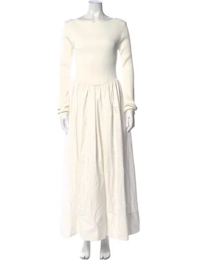 Pre-owned Dissh Bateau Neckline Long Dress In White