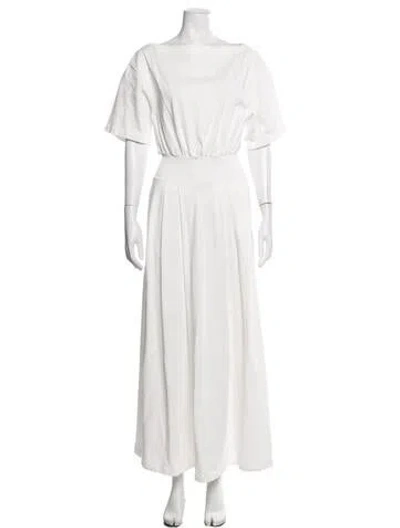 Pre-owned Dissh Bateau Neckline Long Dress In White