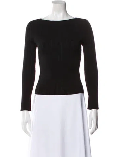 Pre-owned Dissh Bateau Neckline Long Sleeve Top In Black