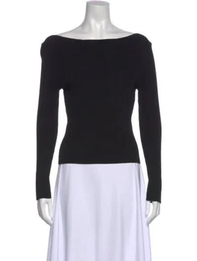 Pre-owned Dissh Bateau Neckline Long Sleeve Top In Black